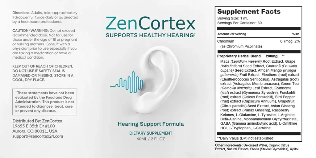 ZenCortex drops benefits for healthy ears